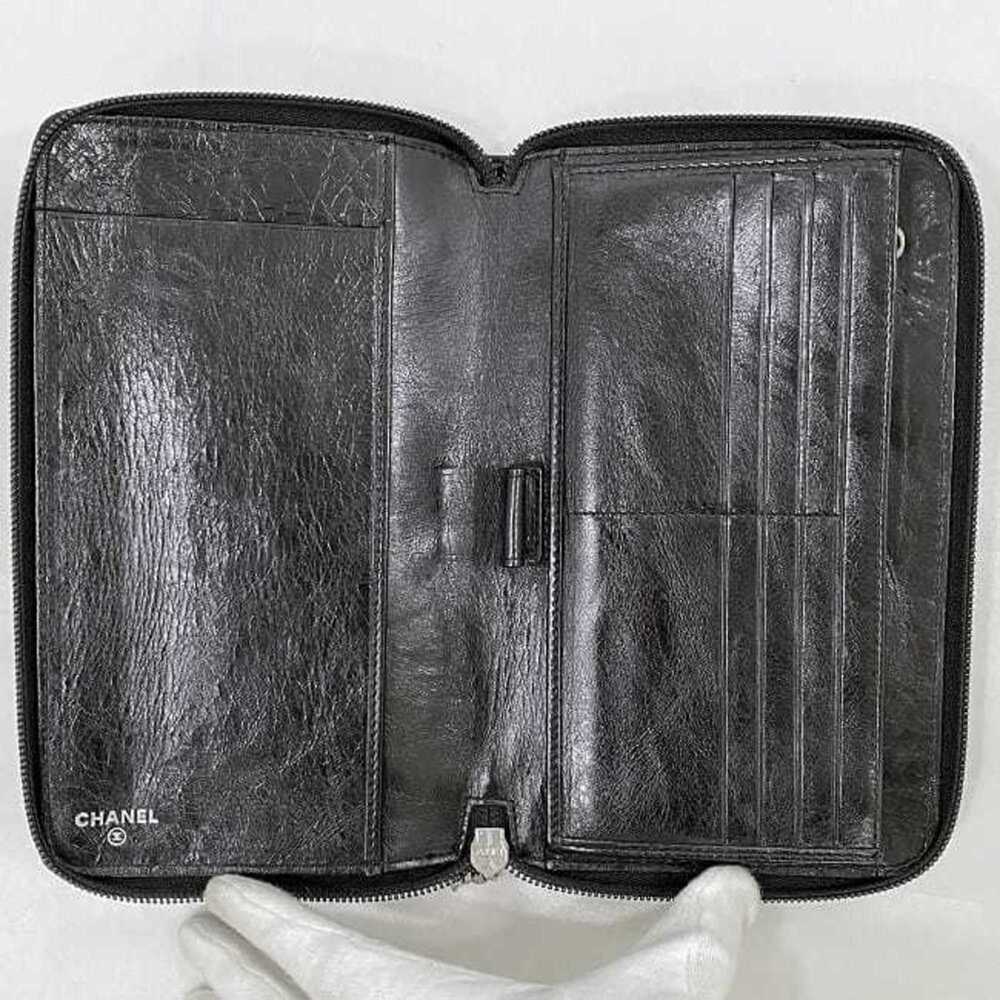 CHANEL Authentic Black Leather Logo Wallet - Picture 6 of 11